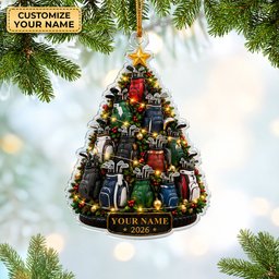 Custom Name Year Golf Bag Tree Acrylic Ornament, Christmas Ornaments, Golfer Gifts