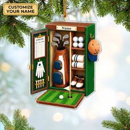 Custom Name Golf Locker Acrylic Ornament, Christmas Keepsake, Holiday Tree Decor