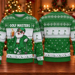 Green Jacket Santa Beer Ugly Christmas Sweater, Christmas Golf Gift, Golf Lover Gifts