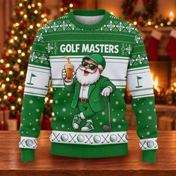 Green Jacket Santa Beer Ugly Christmas Sweater, Christmas Golf Gift, Golf Lover Gifts