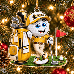 Custom Name Golf Ball Caddie Acrylic Ornament, Christmas Ornaments, Christmas Gifts
