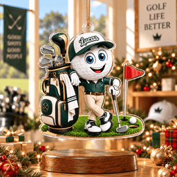 Custom Name Golf Ball Caddie Acrylic Ornament, Christmas Ornaments, Christmas Gifts