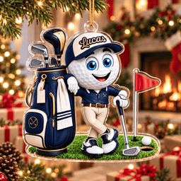 Custom Name Golf Ball Caddie Acrylic Ornament, Christmas Ornaments, Christmas Gifts