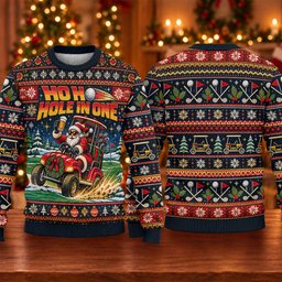 Ho Ho Hole In One Santa Ugly Christmas Sweater, Golf Lover Gifts, Christmas Gifts