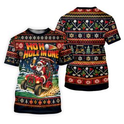 Ho Ho Hole In One Santa Christmas Golf Shirt, Mens Golf Clothing, Mens Golf Shirts
