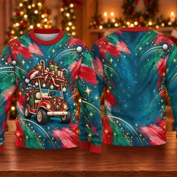 Santa Gift Golf Cart Ugly Christmas Sweater, Golf Lover Gifts, Christmas Party Outfit