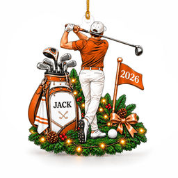 Custom Name Male Golfer Acrylic Ornament, Christmas Ornaments, Christmas Keepsake