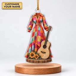 Custom Name Coat And Guitar Acrylic Ornament, Christmas Tree Decor, Tree Decorations