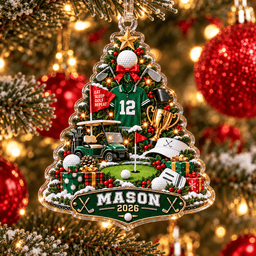 Custom Name Number Year Golf Tree Acrylic Ornament, Christmas Ornaments, Golfer Gifts
