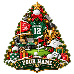 Custom Name Number Year Golf Tree Acrylic Ornament, Christmas Ornaments, Golfer Gifts