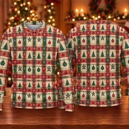 Tree Patchwork Plaid Ugly Christmas Sweater, Christmas Gifts, Christmas Sweater Gift