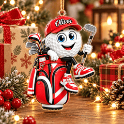 Custom Name Golf Ball In Golf Bag Acrylic Ornament, Christmas Gifts, Golf Lover Gifts