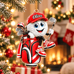 Custom Name Golf Ball In Golf Bag Acrylic Ornament, Christmas Gifts, Golf Lover Gifts