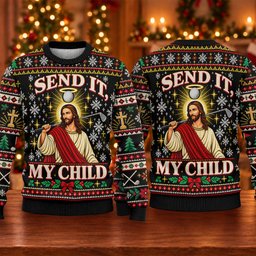 Send It My Child Jesus Ugly Christmas Sweater, Christmas Gifts, Holiday Party Sweater