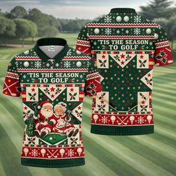 Tis The Season To Golf Christmas Golf Shirt, Funny Mens Golf Shirts, Mens Golf Polo