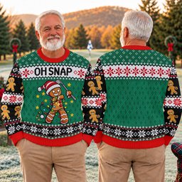Oh Snap Gingerbread Ugly Christmas Sweater, Holiday Party Sweater, Ugly Sweater Party