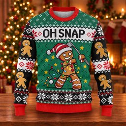 Oh Snap Gingerbread Ugly Christmas Sweater, Holiday Party Sweater, Ugly Sweater Party