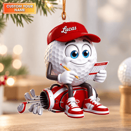 Custom Name Golf Scorecard Acrylic Ornament, Christmas Ornaments, Holiday Keepsake