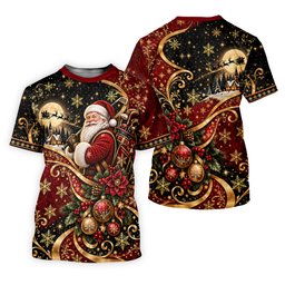 Golden Swirl Santa Golfer Christmas Golf Shirt, Womens Golf Tops, Ladies Golf Shirts
