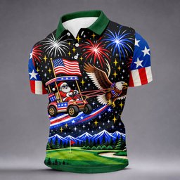 Eagle Santa Golf Cart Christmas Golf Shirt, Golf Polo For Men, Funny Mens Golf Shirts
