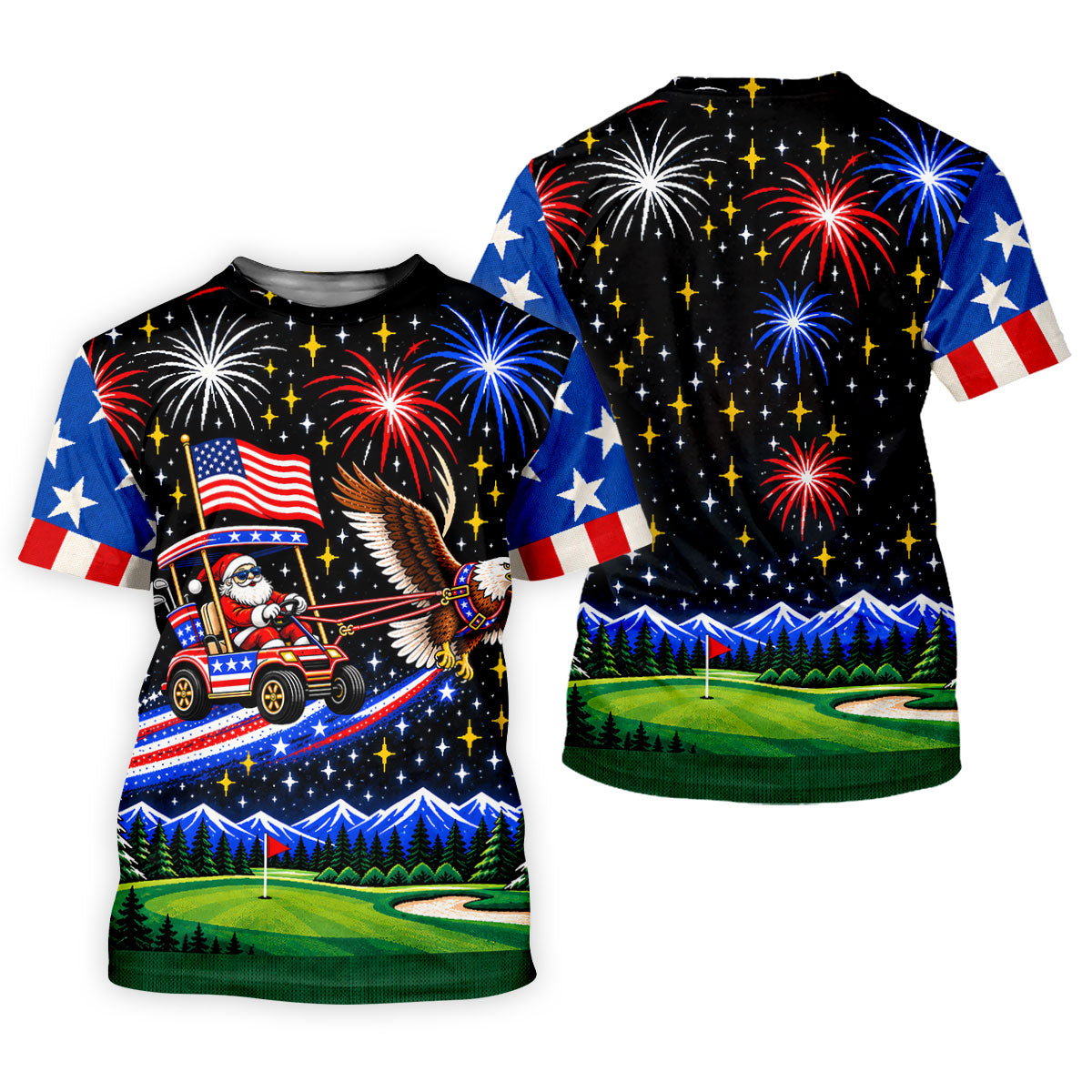 Eagle Santa Golf Cart Christmas Golf Shirt, Ladies Golf Shirts, Golf Shirts For Women