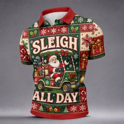 Sleigh All Day Santa Christmas Golf Shirt, Golf Gifts For Men, Funny Mens Golf Shirts