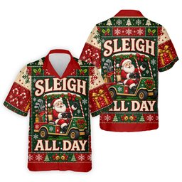Sleigh All Day Santa Christmas Golf Shirt, Golf Gifts For Men, Funny Mens Golf Shirts