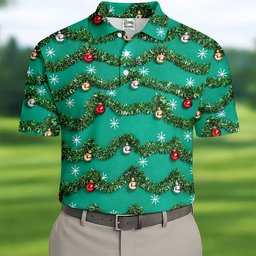 Tinsel Garland Ornaments Christmas Golf Shirt, Golf Gifts For Men, Mens Golf Clothing