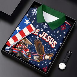 Fore Jesus Eagle Flag Christmas Golf Shirt, Womens Golf Clothing, Womens Golf Apparel