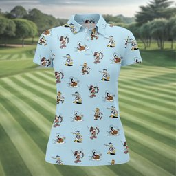 Cartoon Friends Fishing Trip Golf Shirt, Womens Golf Clothing, Ladies Golf Shirts