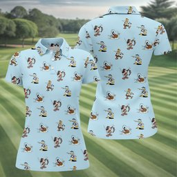 Cartoon Friends Fishing Trip Golf Shirt, Womens Golf Clothing, Ladies Golf Shirts
