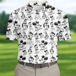 Cartoon Friends Autograph Sketch Golf Shirt, Mens Golf Apparel, Mens Golf Clothing