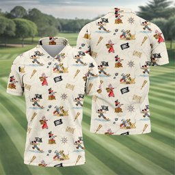 Retro Pirate Cartoon Friends Golf Shirt, Mens Golf Clothing, Funny Mens Golf Shirts