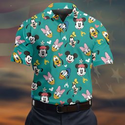 Teal Cartoon Friends Faces Golf Shirt, Golf Polo For Men, Funny Mens Golf Shirts