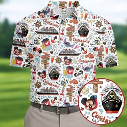 Cartoon Cruise Island Vacation Golf Shirt, Golf Gifts For Men, Funny Mens Golf Shirts