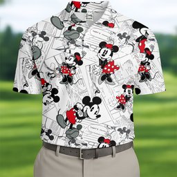 Cartoon Mouse Couple Comic Strip Golf Shirt, Golf Shirts For Men, Golf Gifts For Men