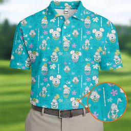 Turquoise Island Cartoon Hawaiian Golf Shirt, Mens Golf Polo, Mens Golf Clothing