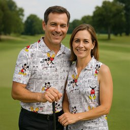 Retro Comic Strip Cartoon Mouse Golf Shirt, Golf Polo For Men, Funny Mens Golf Shirts