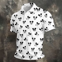 Classic Black Cartoon Mouse Faces Golf Shirt, Mens Golf Clothing, Mens Golf Shirts