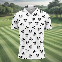 Classic Black Cartoon Mouse Faces Golf Shirt, Mens Golf Clothing, Mens Golf Shirts