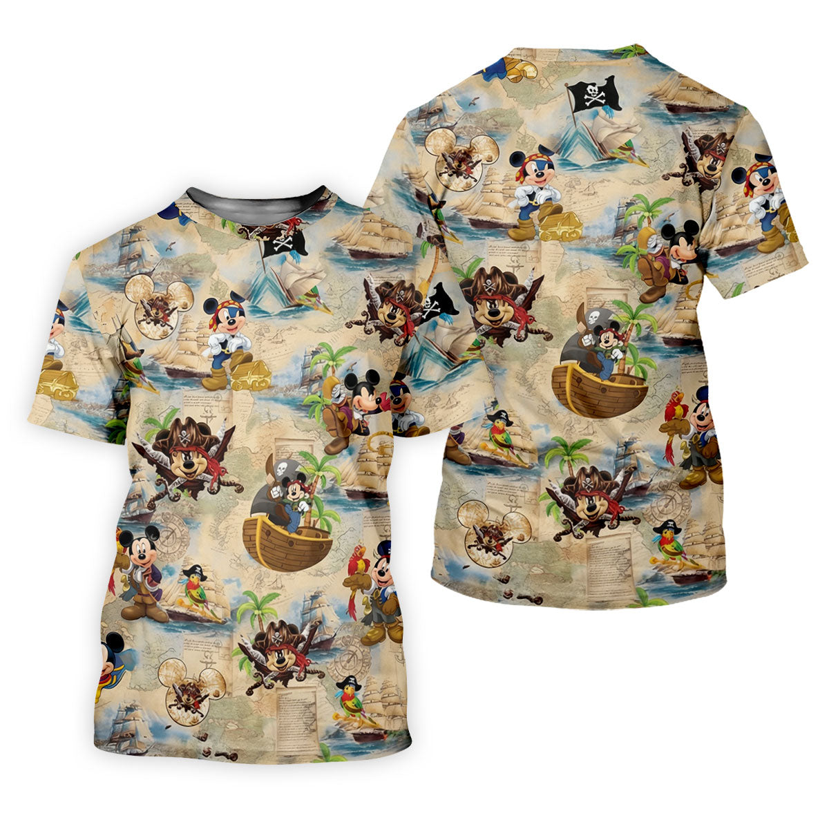 Pirate Ship Cartoon Hawaiian Golf Shirt, Golf Shirts For Men, Mens Golf Clothing
