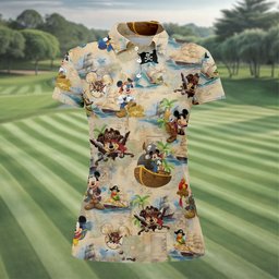 Pirate Ship Cartoon Hawaiian Golf Shirt, Womens Golf Shirts, Golf Gifts For Women