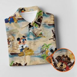 Pirate Ship Cartoon Hawaiian Golf Shirt, Womens Golf Shirts, Golf Gifts For Women