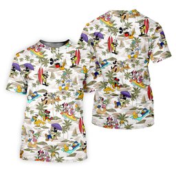 Cartoon Summer Beach Palm Hawaiian Golf Shirt, Mens Golf Polo, Mens Golf Apparel