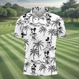 Sketch Cartoon Palm Tree Hawaiian Golf Shirt, Golf Gifts For Men, Mens Golf Polo