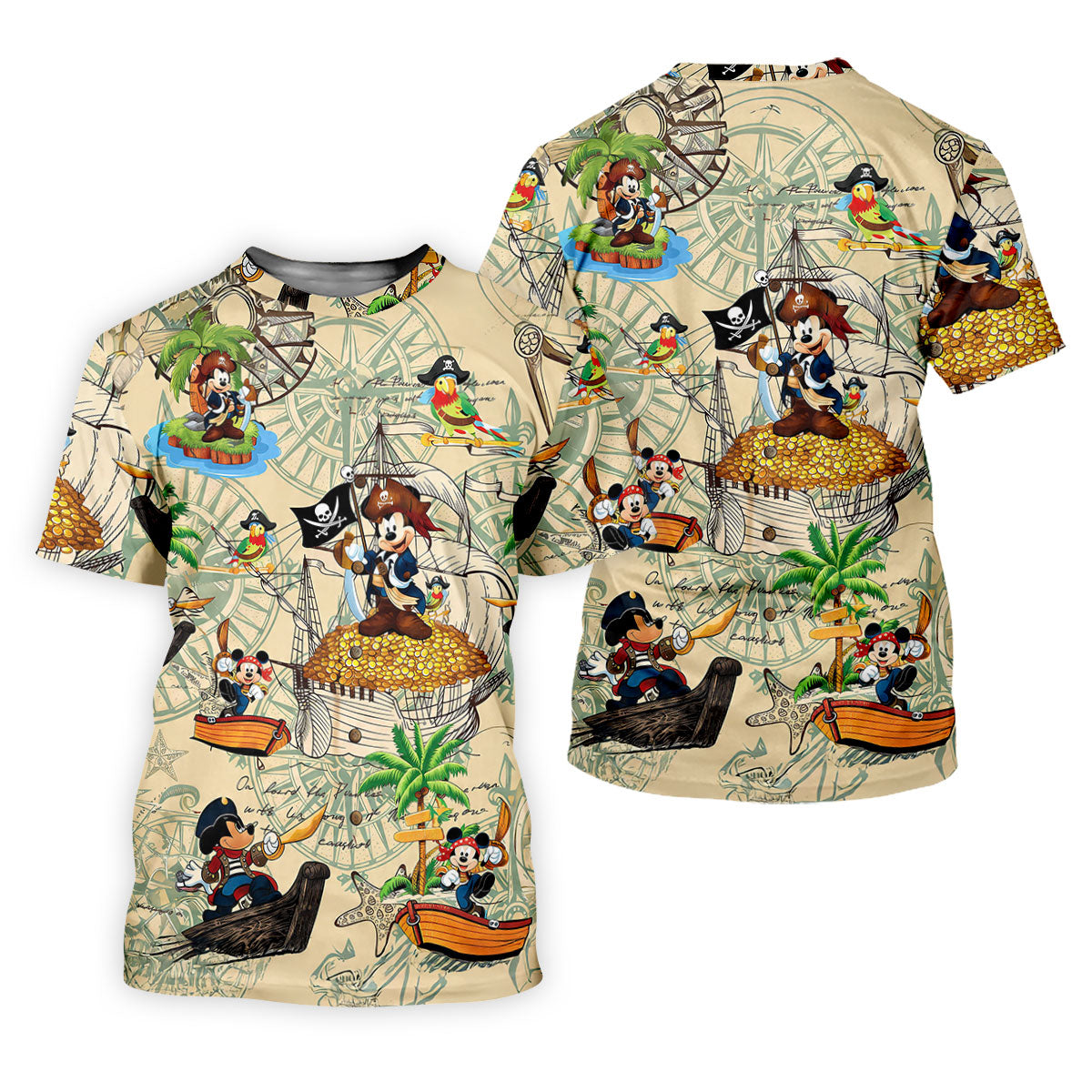 Pirate Mouse Island Hawaiian Golf Shirt, Golf Shirts For Women, Ladies Golf Shirts