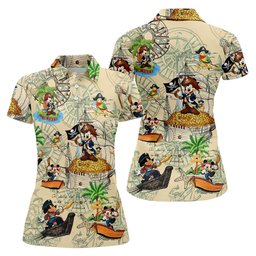 Pirate Mouse Island Hawaiian Golf Shirt, Golf Shirts For Women, Ladies Golf Shirts