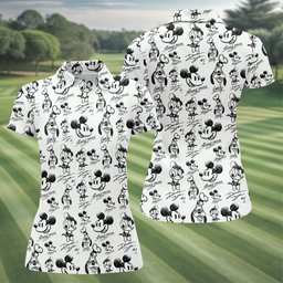 Cartoon Friends Autograph Sketch Golf Shirt, Ladies Golf Tops, Golf Shirts For Women