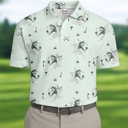 Vintage Cartoon Duck Golfer Golf Shirt, Golf Gifts For Men, Funny Mens Golf Shirts