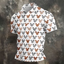 Safari Animal Print Mouse Ears Golf Shirt, Golf Shirts For Men, Mens Golf Shirts